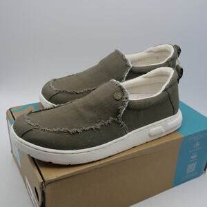 NEW Vionic Men's 8.5 Seaview Olive Canvas Shoes Slip-On Arch Support